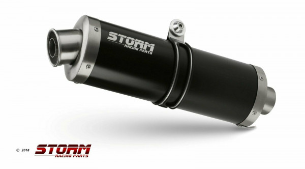 Auspuff Storm schwarz oval 400 mm passend für Triumph Tiger 1200 GT / Rally Bj 2021 bis 2026