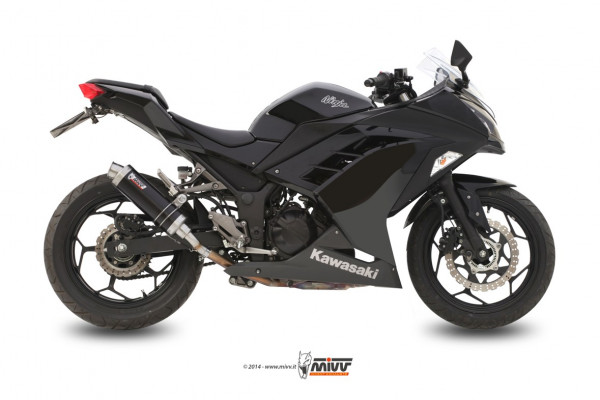 Auspuff MiVV GP schwarz rund passend für Kawasaki Ninja 300 Z 300 Bj 2013 bis 2016