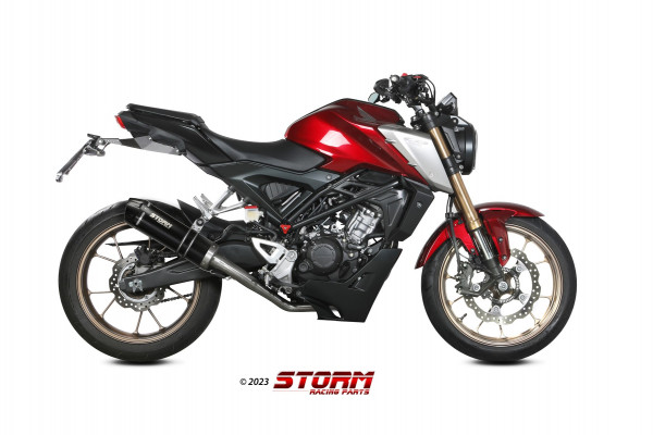 Auspuff Storm GPC Carbonkappe rund 300 mm KAT passend für Honda CB 125 R Bj 2021 bis 2024