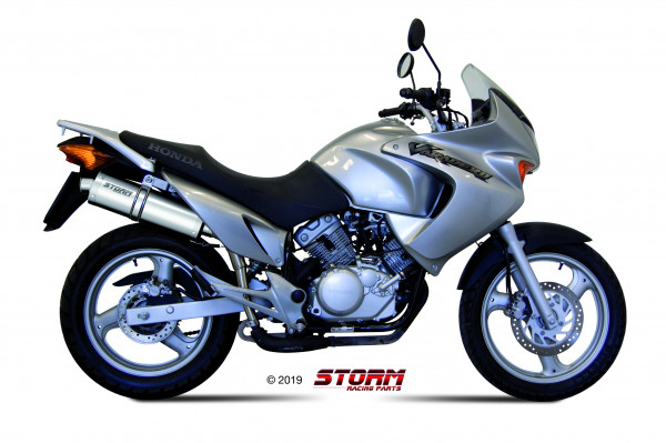 Auspuff Storm Edelstahl oval 400 mm passend für Honda XL 125 Varadero Bj 2007 bis 2011