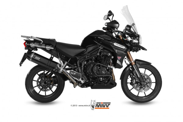 Auspuff MiVV Speed Edge schwarz passend für Triumph Tiger 1200 Explorer Bj 2016 bis 2020