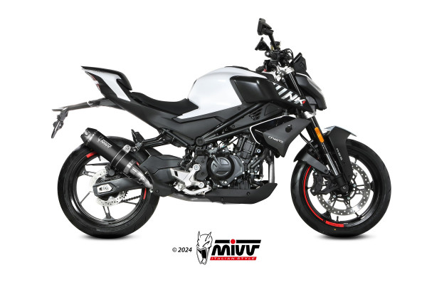 Auspuff MiVV AK-1 schwarz Carbonkappe passend für CF Moto 450 NK Bj 2023 bis 2025