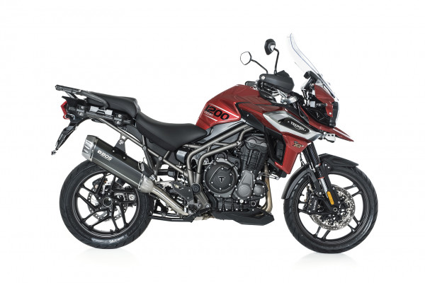 Auspuff BOS Desert Fox Carbon Steel passend für Triumph Tiger 1200 XC / XR Bj 2017 bis 2020