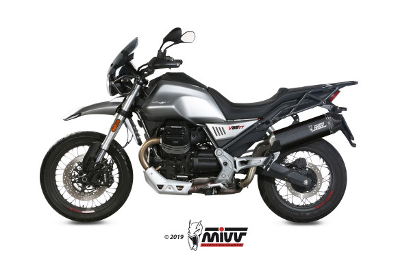 Auspuff MiVV Speed Edge schwarz passend für Moto Guzzi V85 TT Bj 2019 bis 2024