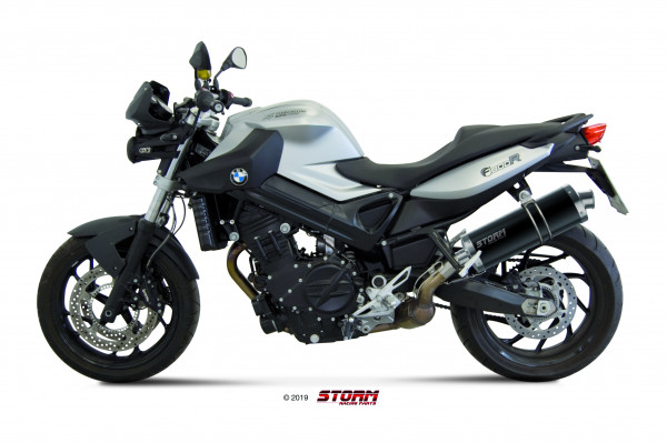 Auspuff Storm schwarz oval 400 mm passend für BMW F 800 R Bj 2009 bis 2016