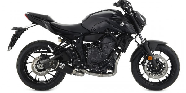 Auspuff Arrow Works schwarz Carbonkappe Yamaha MT 07 Bj 2021 bis 2023