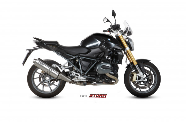 Auspuff Storm Edelstahl oval 400 mm passend für BMW R 1200 R Bj 2015 bis 2018