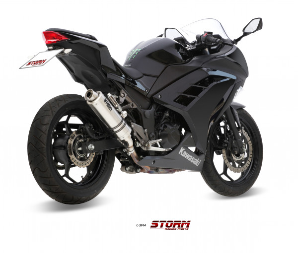 Auspuff Storm GP rund 300 mm passend für Kawasaki Ninja 300 Z 300 Bj 2013 bis 2016