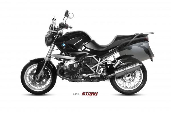 Auspuff Storm Edelstahl oval 400 mm passend für BMW R 1200 R Bj 2011 bis 2014