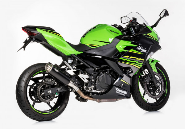 Auspuff Hurric Tec One schwarz rund Kawasaki Ninja 400 Bj 2018 bis 2021