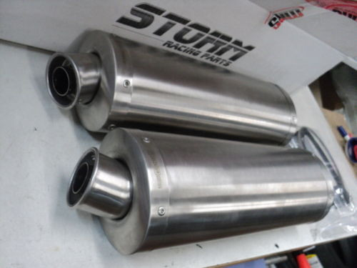 Auspuff Storm Edelstahl oval 400 mm passend für Suzuki SV 1000 Bj 2003 bis 2007