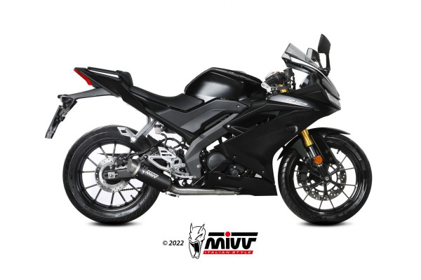Auspuff MiVV GP Pro schwarz rund KAT passend für Yamaha YZF 125 R YZF R 125 Bj 2019 bis 2024