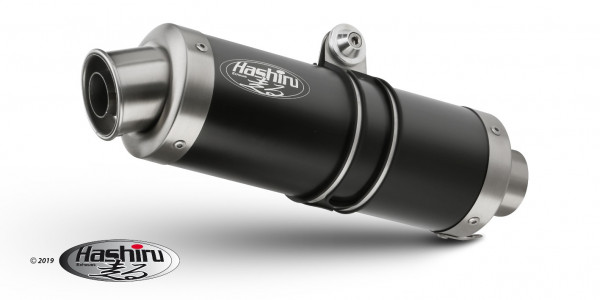 Auspuff Hashiru GP schwarz rund 300 mm KAT passend für Suzuki GSX S 125 Bj 2017 bis 2020