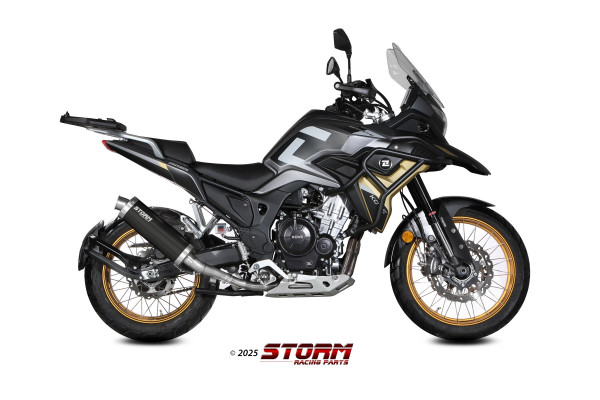 Auspuff Storm schwarz oval 400 mm passend für Kove 510 X Bj 2024