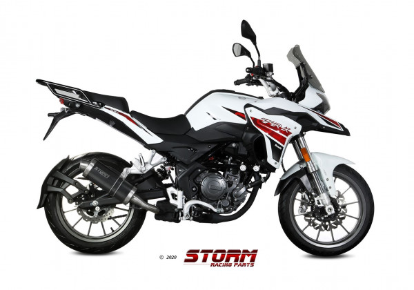 Auspuff Storm schwarz oval 400 mm passend für Benelli TRK 251 Bj 2019 bis 2024