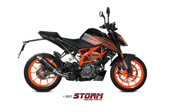 Auspuff Storm GP schwarz rund 300 mm passend für KTM Duke 125 Duke 390 Bj 2021 bis 2023