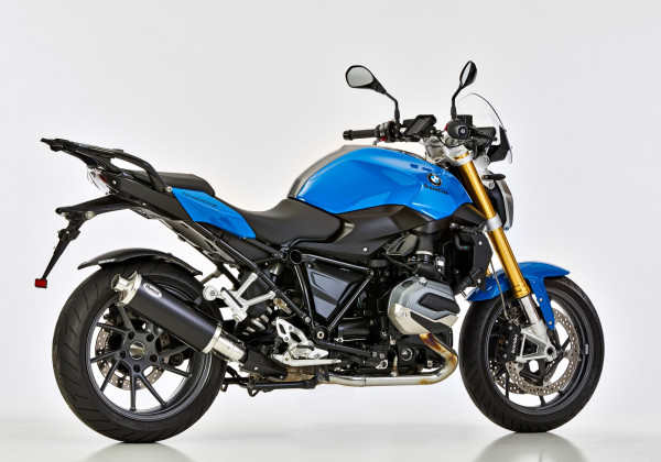 Auspuff Hurric RAC1 schwarz oval passend für BMW R 1200 R R 1200 RS Bj 2017 bis 2018