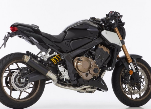 Auspuff Shark SRC 4 schwarz rund KAT passend für Honda CB 650 R CBR 650 R Bj 2019 bis 2020