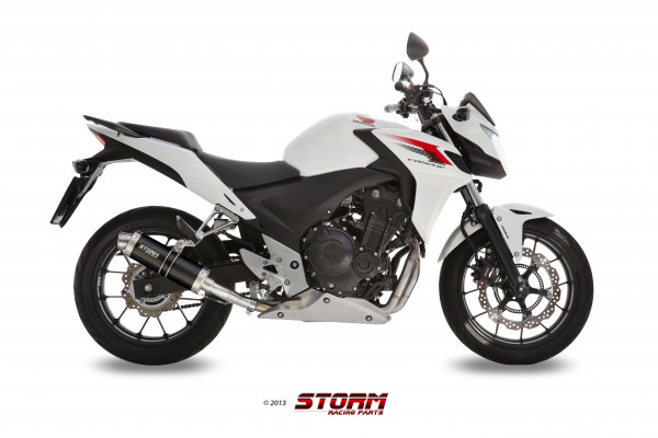 Auspuff Storm GP schwarz 300 mm passend für Honda CB 500 F CB 500 X Bj 2013 bis 2015