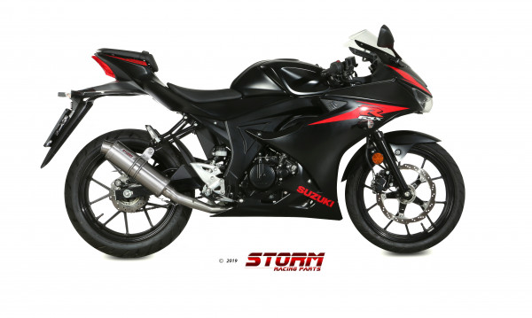 Auspuff Storm GP rund 300 mm KAT passend für Suzuki GSX R 125 Bj 2017 bis 2020