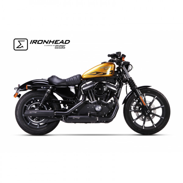 Auspuff Ixil Ironhead schwarz rund passend für Harley Davidson Sportster XL 883 XL 1200 Bj 2004-13